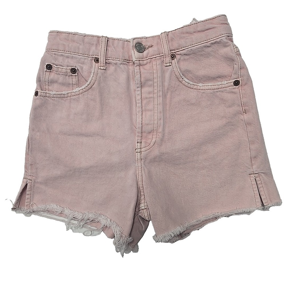 ZARA Pink Denim Button Fly Cut Off Shorts Size 2